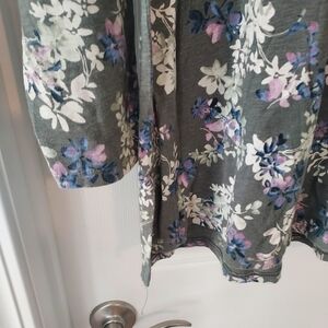 Floral Olive Green Eliptical Top (Tunic Like)